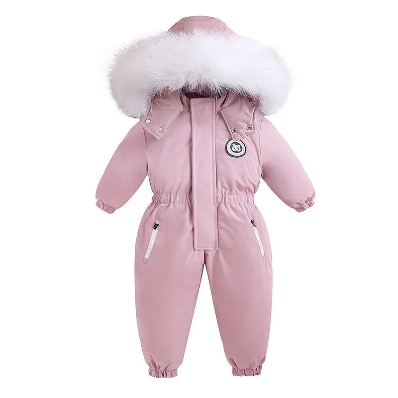 Warm Jumpsuits Snowsuits Girl Boy Hooded Jacket Waterproof Rompers Ski Suits