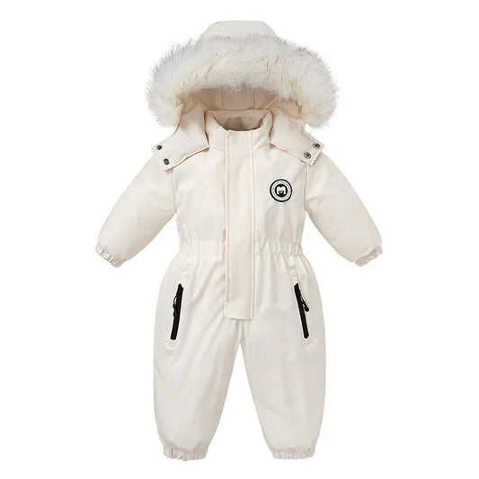 Warm Jumpsuits Snowsuits Girl Boy Hooded Jacket Waterproof Rompers Ski Suits