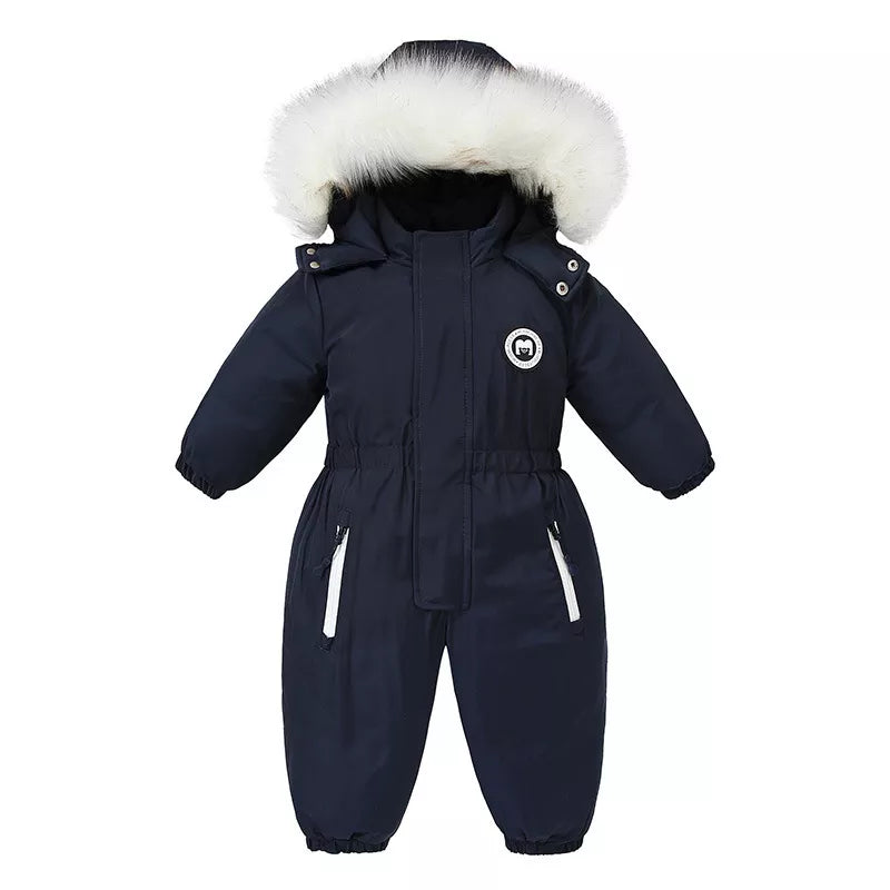 Warm Jumpsuits Snowsuits Girl Boy Hooded Jacket Waterproof Rompers Ski Suits